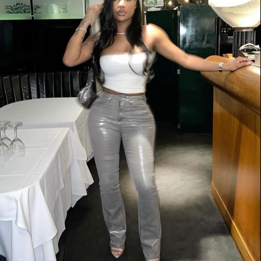 Silver Flare Pants